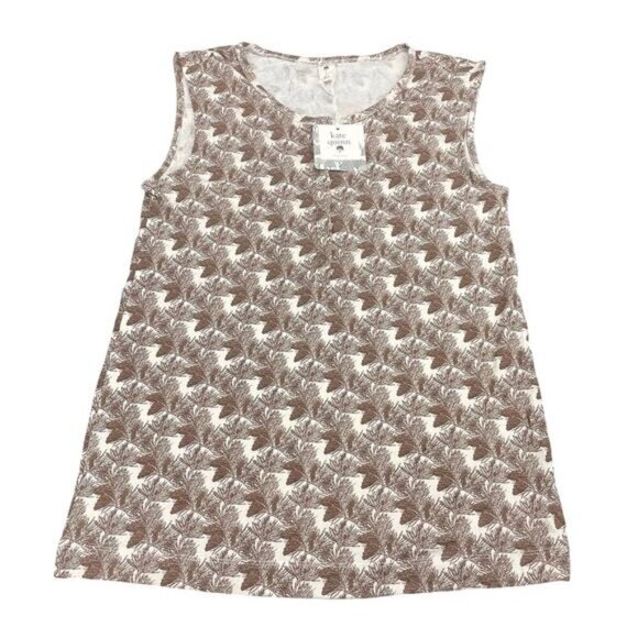 NWT KATE QUINN Forest Pine Print Half Button Up Short Sleeve Top Sz Large - Picture 3 of 6